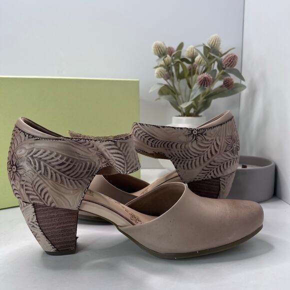 L`Artiste Spring Step Toolie-B Heel Floral Leather Beige Women 42/10.5-11 NWB - Picture 6 of 11